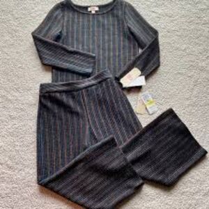 GB Girls Modern Luxe metallic sz large striped pants and shirt set New with Tags